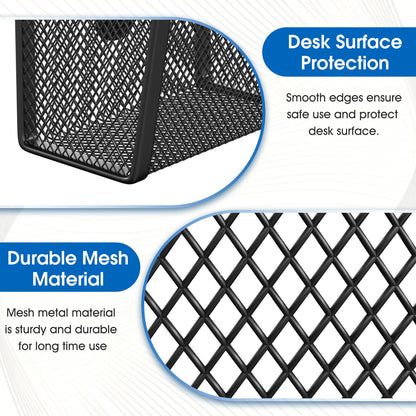 MaxGear Magnetic Pen Holder, 2 Pack Mesh Pencil Holder for Desk Storage Basket Organizer Marker Holder - Extra Strong Magnets Perfect for Locker Accessories, Refrigerator, Whiteboard, School Office