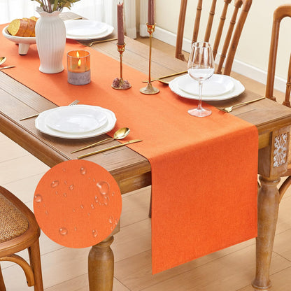 YATOJUZI Orange Table Runner Seasonal Autumn Kitchen Dining Coffee Table Decoration 95 Inches Long Waterproof Farmhouse Rustic Table Runner Halloween Home Wedding Party Decor 16x95Inch
