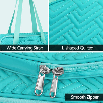 FINPAC Embroidery Bag, Cross Stitch Storage, Square Quilted Tote Organizer with Multiple Pockets for Floss, Hoops, Thread, Stitch Tools Kit [Bag Only], Teal
