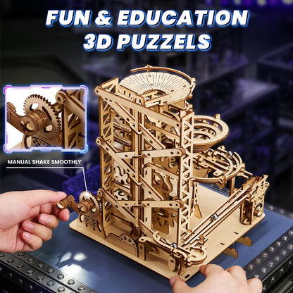Uplike 3D Wooden Puzzles for Adults: 330 pcs 3D Mechanical Wood Marble Run with Roller Coaster Model Kit for Brian Teaser to Build - Christmas Hobbies Craft Kits Puzzles for Adults Home Decor Gifts