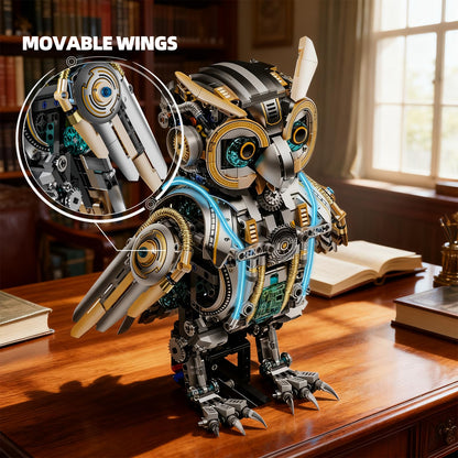 Myth Qholve Mechanical Owl Building Blocks Hand-Crank or Electric Powered Moving Snake Engineering Construction Set for Kids and Adults Detailed Mechanical Model with Gears and Lights