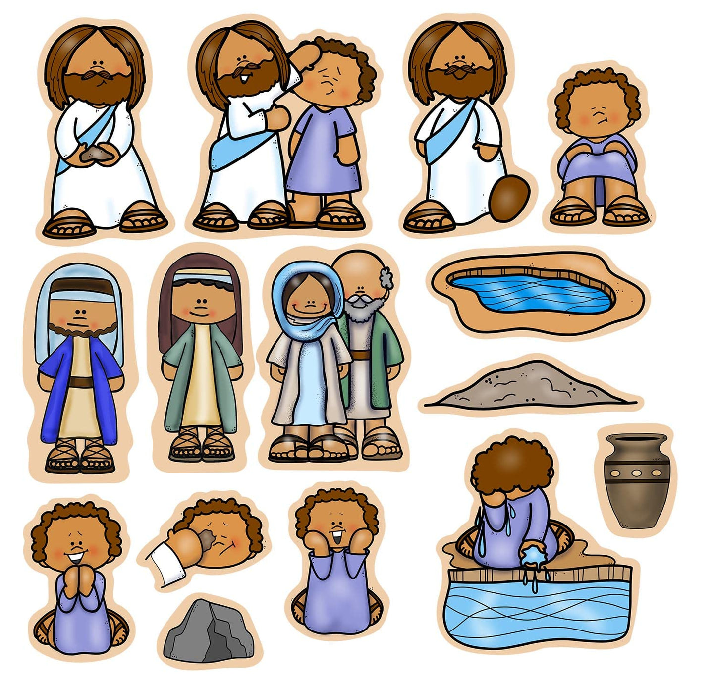 Story Time Felts Jesus Heals a Blind Man Felt Figures for Bible Flannel Board Stories Miracles