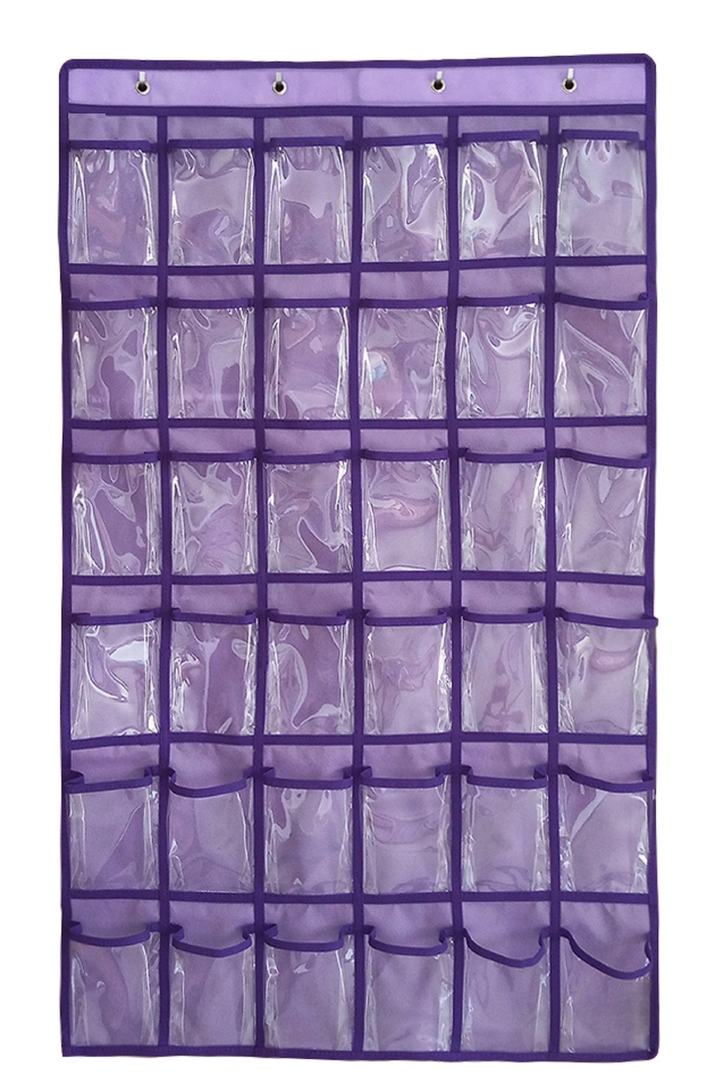 NIMES Hanging Closet Underwear Sock Jewelry Storage Over The Door Classroom Cell Phone Calculator Organizer 36 Clear Pockets (Purple)