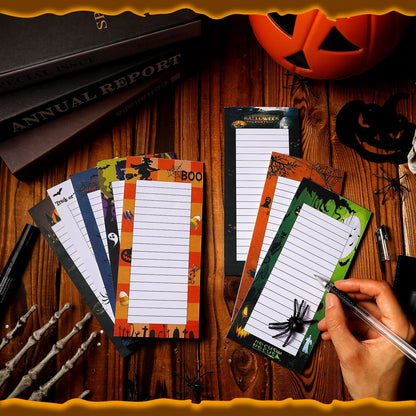 8 Pcs Halloween Magnetic Notepads with Pu Leather Pen Holder Magnetic To Do List Reminder Memo Pad Halloween Magnetic Grocery List Pad for Fridge Magnetic To Do List for Fridge Shopping Grocery Memo
