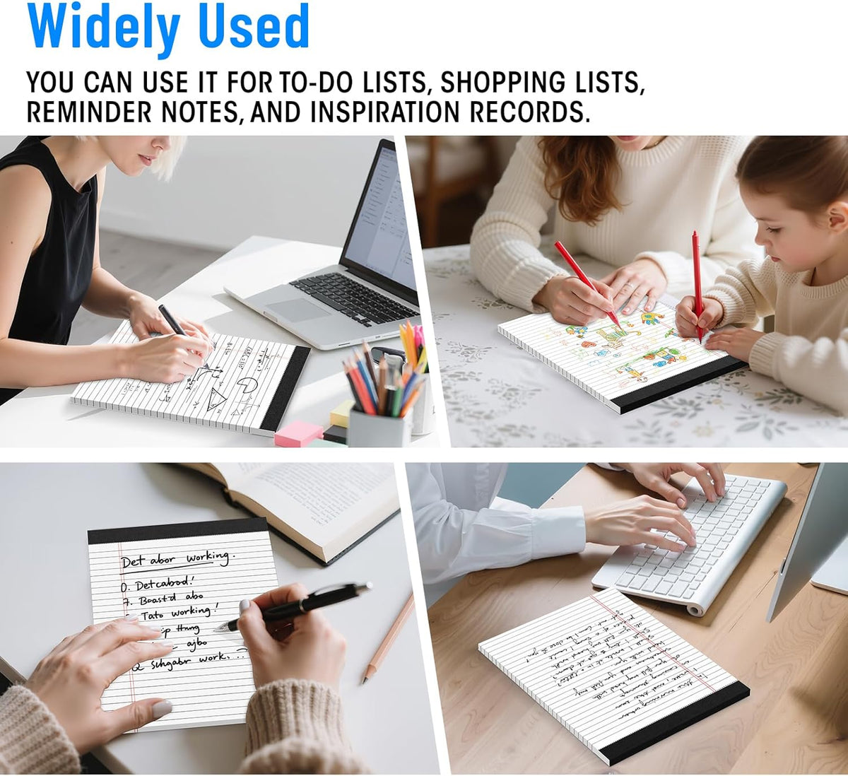 3pcs Legal Pads 8.5 x 11, Notepads 8.5 x 11 Inch, White Note Pads Clear Print Writing Pads of Paper, Memo Pads , Perforate Legal Notepads Paper , Wide Ruled Lined with Sturdy Back,30 Sheets/Pack