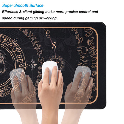 Gold Cool Skull Horror Mouse Pad,Gaming Mouse Pads Goth Desk Accessories, 31.5x11.8x0.12inch Goth Mouse Pad with Non-Slip Rubber Base (Skull)