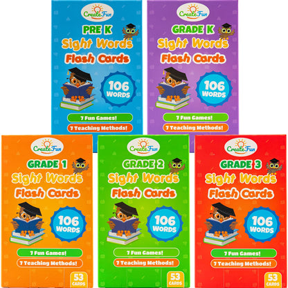 106 Sight Words Flash Cards 2nd Grade for Kids Ages 6-7, Dolch & Fry Sight Word Reading Games, Learning Activities for Kids with 7 Educational Game Ideas
