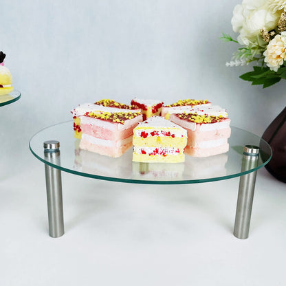 FESTLOVE 3 Pcs Round Tempered Glass Cake Stands Set 8 10 13 Inch Cupcake Display Stand Plate for Dessert Table Serving Platter