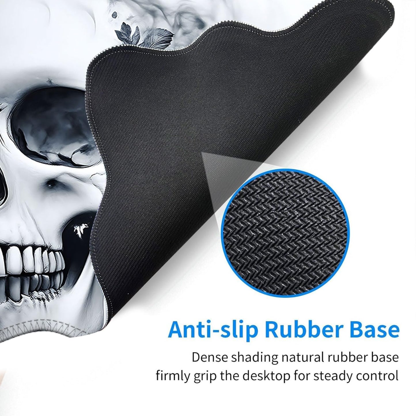 EFGWSDER Desk Mat, Mouse Pad with Wrist Rest, 4-in-1 Large Mouse Pads for Desk, Ergonomic Mouse Pad and Keyboard Wrist Rest Gaming Keyboard Mat for Office,Funny Skull