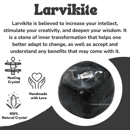 Amazing Gemstone Larvikite Crystals&Healing Stones Tumbled - 1 oz Larvikite Stone Gem Stones, Healing Stones for Energy Balance, Stress Relief - Premium Polished Gems Rocks for Meditation&Wellness