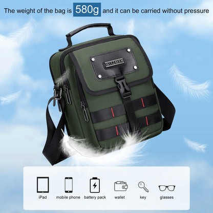 WITZMAN Crossbody Bag for Men Casual Messenger Bag Satchel Nylon Shoulder Bag Lightweight Man Purse for Work Travel（B708 Army Green）