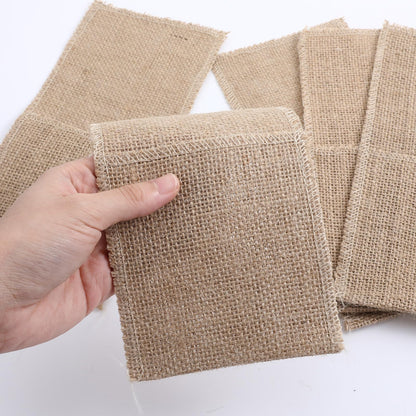 AojSup 50 Pcs Burlap Utensil Holder Pouch Set - 4 x 8.8 Inch Natural Jute Cutlery Pouch for Wedding Party Decor, Reusable Silverware Bags with Deep Pockets for Knives Forks Spoons