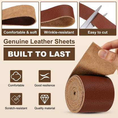 MECCANIXITY Leather Craft Belt Blanks, 40mm(1.6") Wide x 51" Full Grain Strip 3-4oz 1.5mm Thick Vegetable Tanned Leather Strips for DIY Belt Making Craft Making Tool Processing, Reddish Brown