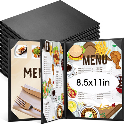 Skyygemm 16 Pcs Leather Menu Covers Holders for 8.5 x 11 Inches, Waterproof Four View Leather Dinner Menu Holder Covers for Restaurant, Hotel, Bar