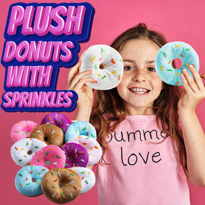 Bedwina Plush Donuts with Sprinkles - (Pack of 24) 1 Dozen Stuffed Donut Toy Party Favors, Donut Party Supplies Decorations for Kids