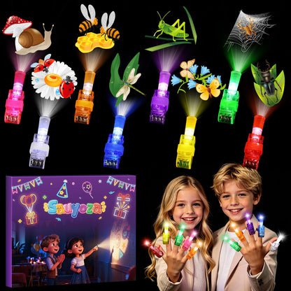 Sauyoza 36 Pack Bug Party Favors LED Finger Lights, Birthday Goodie Bags, Insects Glow in the Dark Bulk for Classroom Rewards, Party Supplies & Treasure Box Gifts