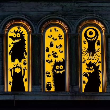 5 Sheets 29 Pcs Giant Adorable Peeking Halloween Window Clings Naughty Monster Window Decal Stickers for Halloween Decoration Supply