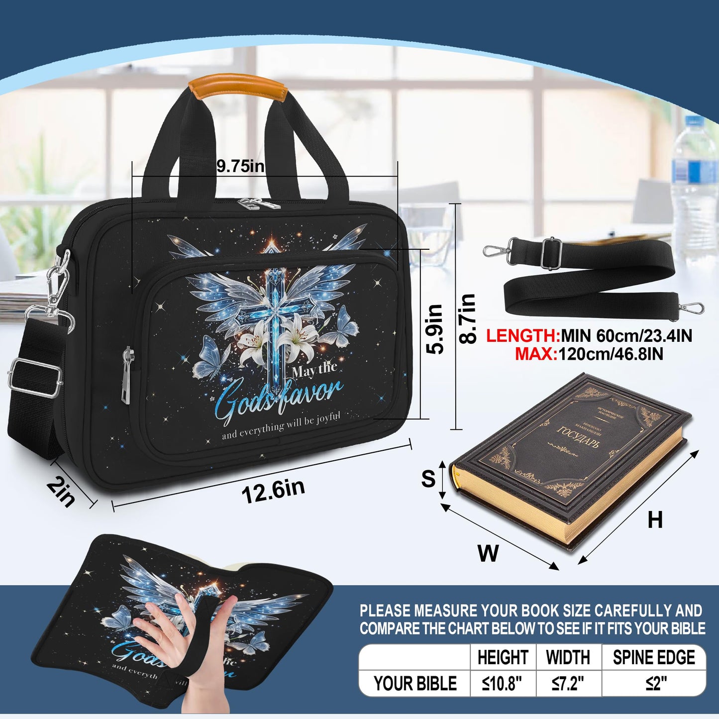 Bible Cover for Women Large Bible Cover Bible Carrier Bag for Women Organizer Cross Bible Study Supplies Journaling Kit Book Carrying Case with Bible Highlighters Shoulder Strap Christian Gifts