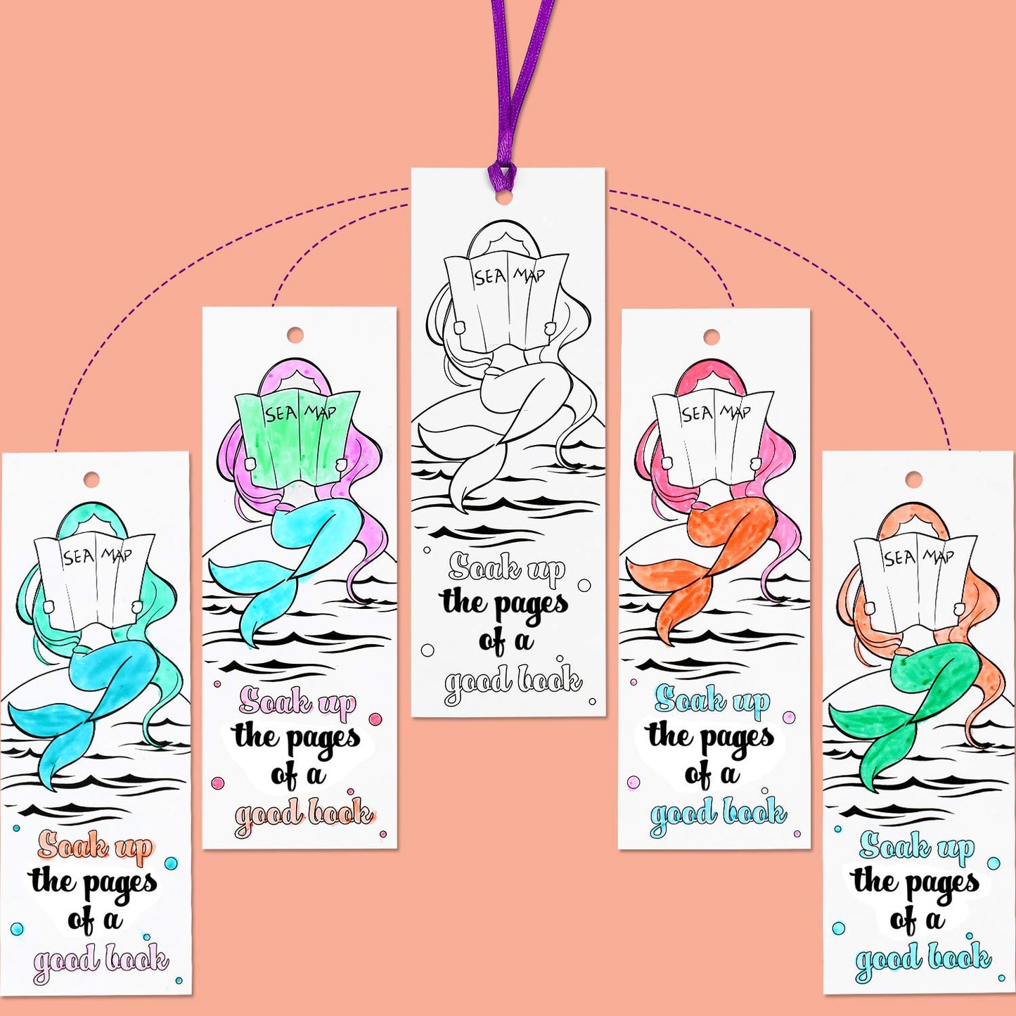 Outus Color Your Own Bookmarks DIY Coloring Blank Paper Kids Students Teachers Classroom Rewards Supplies Double Sided Patterned Boys Girls Cartoon Animals Back to School Party Gift(180 Pieces)