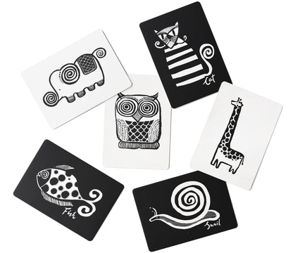 Wee Gallery Art Cards for Baby, Durable High Contrast Black and White Animal Flashcards for Newborns, Brain Development, Sensory Toys, Tummy Time Essentials for Infant and Toddler - Original Animals