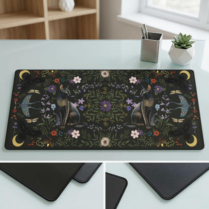 Gothrind Large Gaming Mouse Pad, Gothic Cat Desk Mat, 35.4" x 15.7"