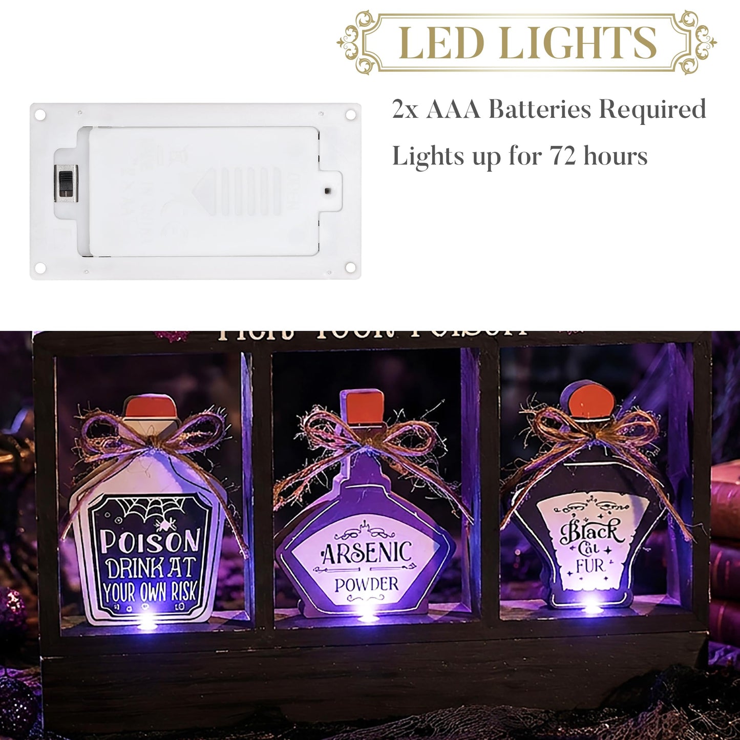 Valery Madelyn Halloween Decorations Indoor with Purple LED Lights, Lighted Spooky Halloween Decor Pick Your Poison Tabletop Sign, Witch Decorations for Home Party Office, 8 Inch