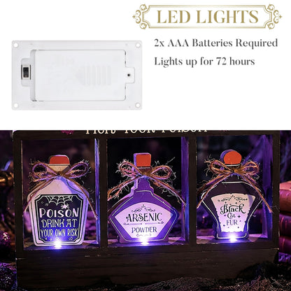 Valery Madelyn Halloween Decorations Indoor with Purple LED Lights, Lighted Spooky Halloween Decor Pick Your Poison Tabletop Sign, Witch Decorations for Home Party Office, 8 Inch