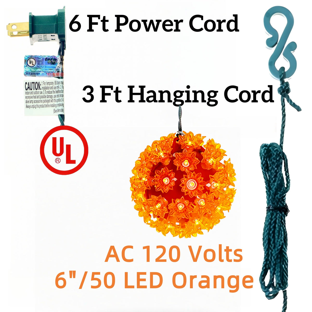 JinBest 6“ Orange Starlight Sphere Lights, Commercial Grade LED Sphere Light, for Indoor Outdoor Halloween Party.