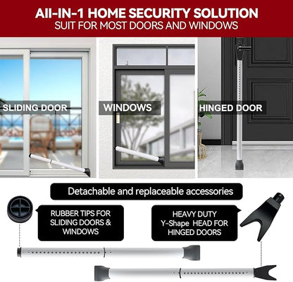 AceMining Upgraded Door Security Bar & Sliding Patio Bar, Heavy Duty Stoppers Adjustable Jammer for Home, Apartment, Travel (2 Pack,White)