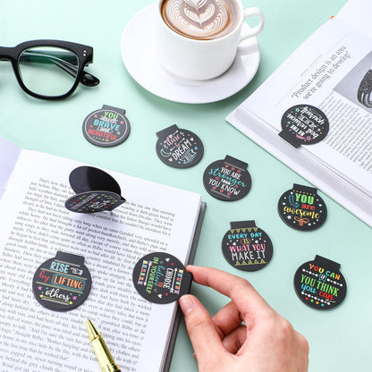 AmazingSpark 100 Pcs Magnetic Bookmarks Bulk Inspirational Magnet Book Marker Clips Motivational Reading Awards for Students Office Classroom Book Lover Gifts