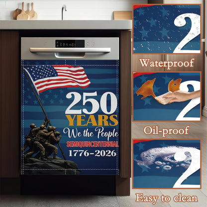 USA 250th Anniversary Magnetic Dishwasher Cover,Patriotic Military Decorative Dishwasher Panel for Refrigerator Kitchen Decor Reusable Waterproof Easy Install 23x26 Inch