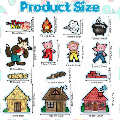 Peryiter 14 Pack Three Little Pigs Felt Board Story Sets Precut Board Flannel Figures Stories for Preschool Toddlers Stories Play Activity
