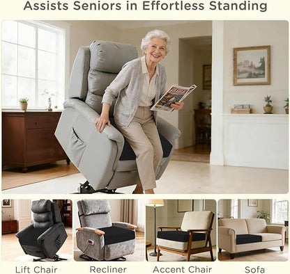 Recliner Cushions for Elderly 20x20x4 Inch Thick Large Recliner Seat Cushion with a Handle Square Non Slip Chair Pads with Washable Cover for Couch Armchair Chairs Black