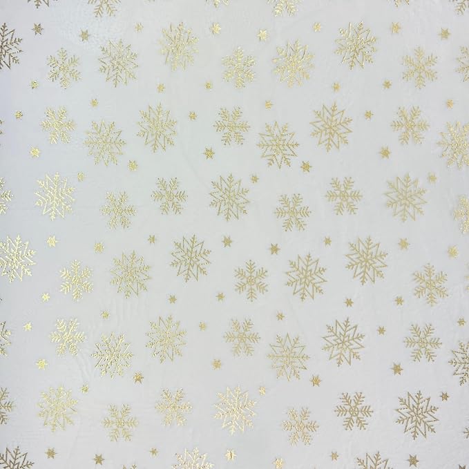 Winter Holiday Christmas Fleece Throw Blanket: Velvety Soft, Gold Snowflakes Stars Design, Durable Accent for Bed or Couch, Oversized 50 x 70 inches