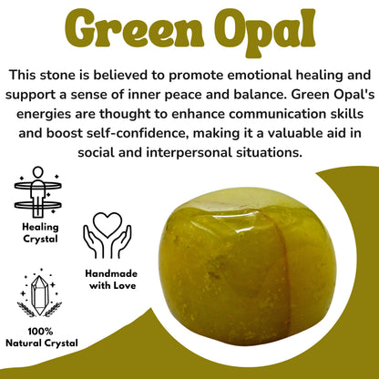 Amazing Gemstone Green Opal Crystals and Healing Stones Tumbled - 1 oz Green Opal Stone Gem Stones, Natural Healing Stones for Energy Balance, Stress Relief - Premium Polished Gems Rocks