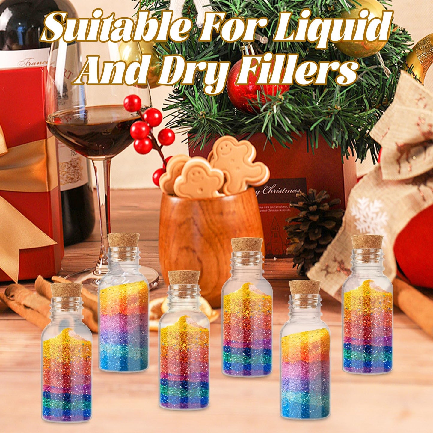 YAYODS 100 Pack 30ml Plastic Potion Bottles with Cork, Mini Sand Art Bottles with 20 pcs Mini Funnels, Spell Jars for DIY Craft, Essential Oil, Message, Party Favor