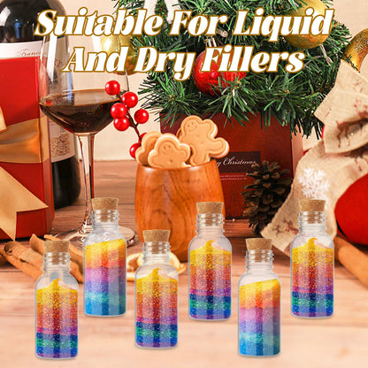 YAYODS 100 Pack 30ml Plastic Potion Bottles with Cork, Mini Sand Art Bottles with 20 pcs Mini Funnels, Spell Jars for DIY Craft, Essential Oil, Message, Party Favor