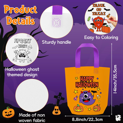 24Pcs Halloween Monster Coloring Goodies Bags for Kids DIY Party Supplies