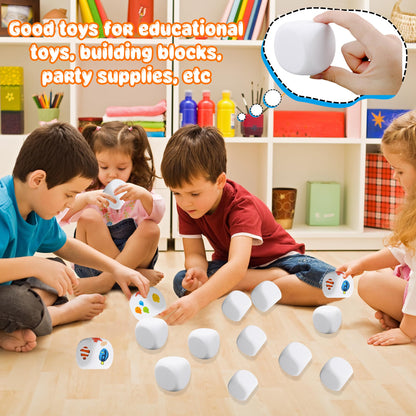30 Pack 2 Inch Back to School White EVA Foam Dices Blank Dice Cubes Bulk DIY Graffiti Foam Building Blocks for Creative Painting Crafting Game Counting Modeling Art Project Party Favors