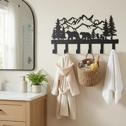 SIFZYJGN Metal Bear Coat Rack Wall Mount Cabin Coat Hanger Coat Hooks & Hat Hanger for Wall, Rustic Cabin Decor Wildlife Bear Hooks for Backpacks, Bags & Towels, Entryway Organizer