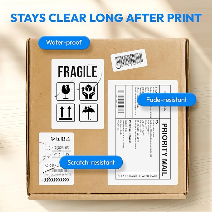 2x1 Direct Thermal Label, Barcode Address Mailing Name Shipping Labels, Perforated Thermal Stickers, Multipurpose, Commercial Grade for Thermal Printer, Strong Adhesive, 1310/Roll, 4 Rolls