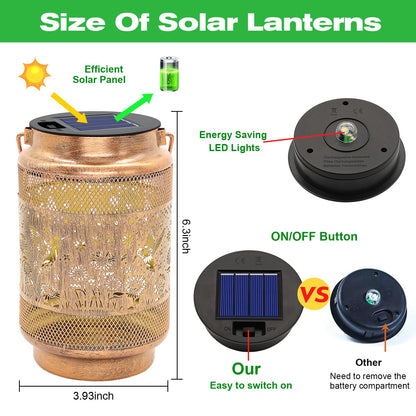 Gifts for Mom Women Grandma Birthday, Solar Lanterns Outdoor Waterproof Hummingbird Garden Decor, Metal Hanging Solar Lights for Outside Yard Patio Pathway Backyard