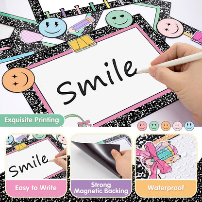 Trandraft 16 Pcs Magnetic Write Wipe Organization Chart Classroom Dry Erase Labels Learning Objectives Board for Whiteboard Goals Targets Classroom Teaching Supplies (Retro)