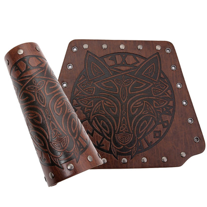 GelConnie Leather Arm Guards Medieval Leather Bracers Renaissance Arm Wraps Cosplay Wrist Guards Viking Bracers Faux Leather Arm Guards for Men