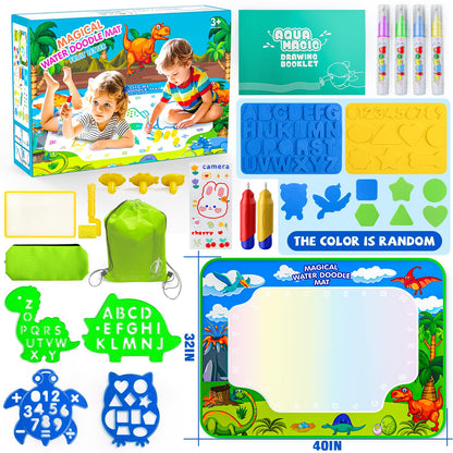 Water Doodle Mat, 40 x 32 Inch Mess Free Drawing Mat, Educational Toy for 3 4 5 6 7 8 Years Old Boys Girls, Neon Color Mat Doodle Board Writing Drawing Toys Holiday Christmas Birthday Gifts