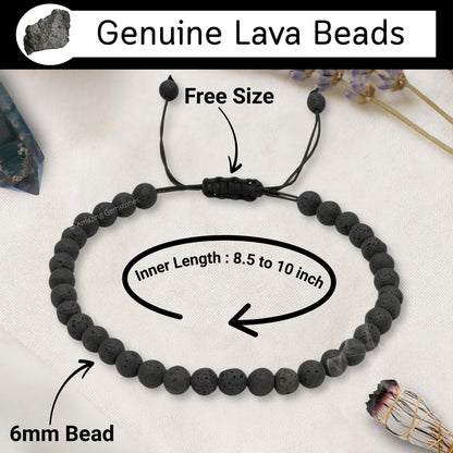 Amazing Gemstone Lava Stone Anklet Ankle Bracelets for Women - Waterproof Beaded Healing Crystal Anklets, Plus Size Chakra Gemstone Bead Anklet (Stretchy Adjustable - Plain)