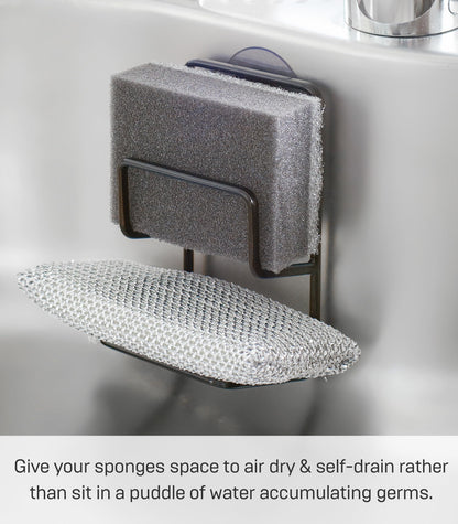 YAMAZAKI home 2265 Double Sponge Holder-Steel Rack Organizer for Kitchen Sink, One Size, Black