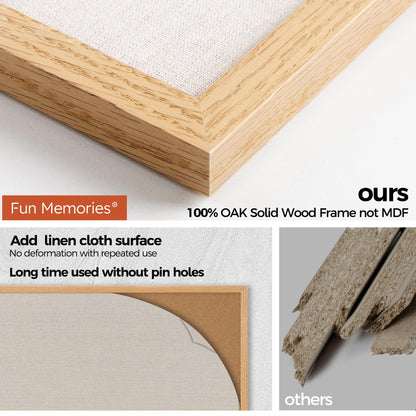 Fun Memories Cork Board Bulletin Board for Office, 20" x 30" Oak Wooden Framed Corkboard, Wall Mounted Notice Pin Board for School Home & Office, Natural Wood