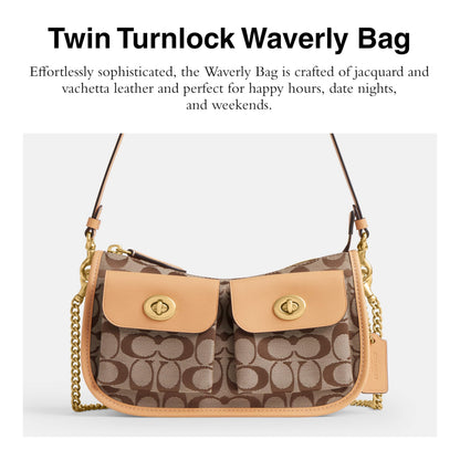 COACH Women's Twin Turnlock Waverly Bag, Jacquard, One Size