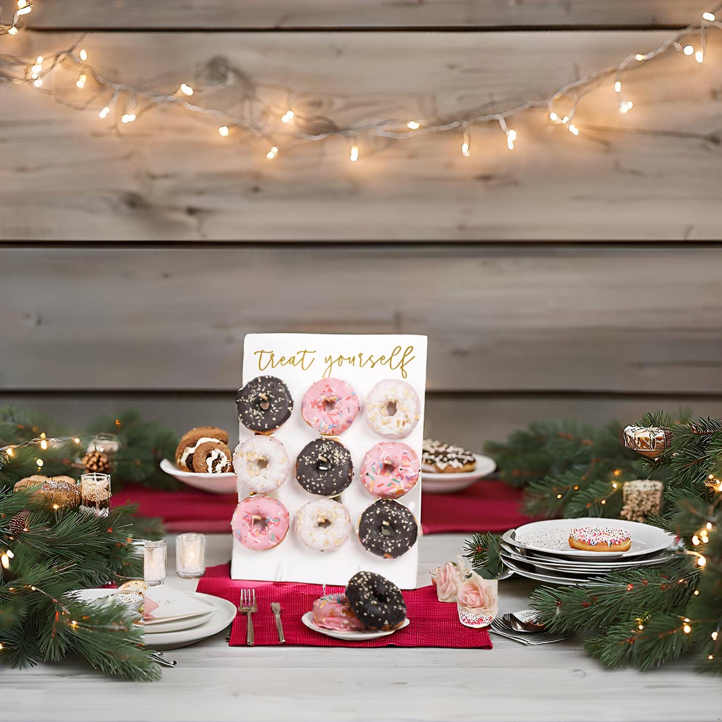 Rmeosye Donut Wall Display Stand, White Donut Holder Board，Fits 9 Donuts